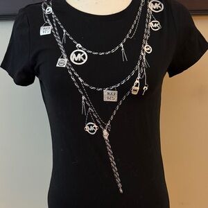 Michael Kors Silver Logo Charm Necklace